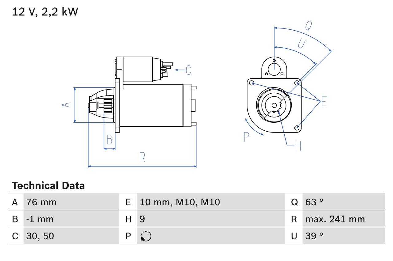 BOSCH Starter 0986021620 for VOLVO FORD