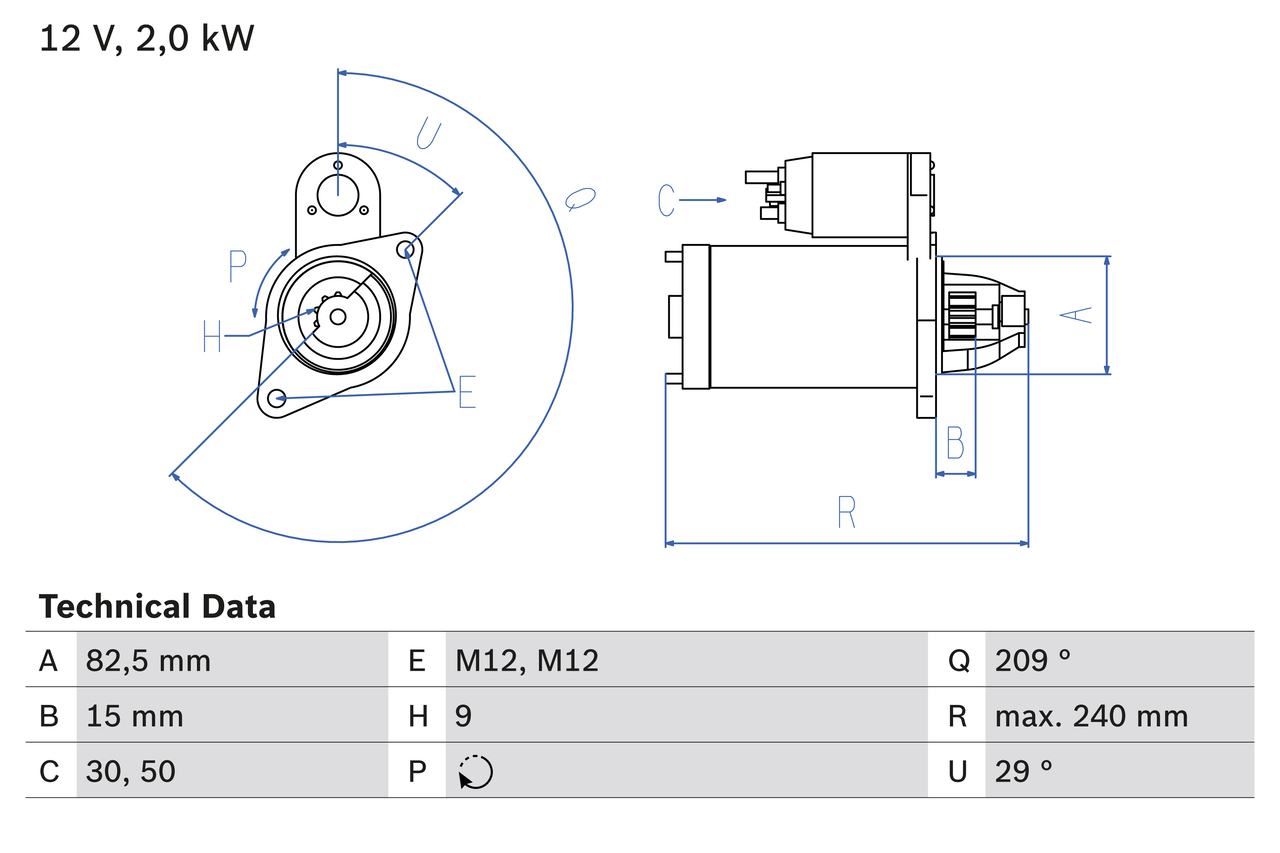 BOSCH Starter 0986021610 for KARMANN VW