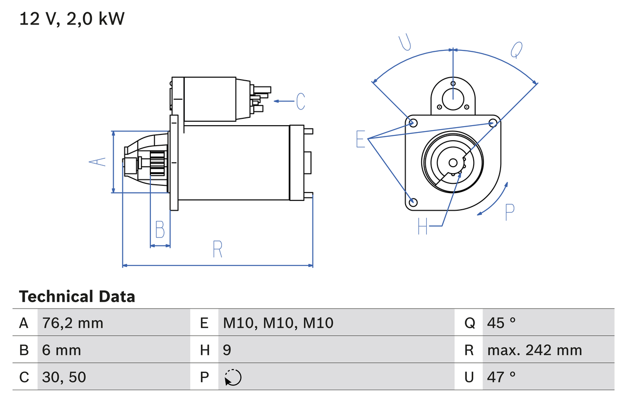BOSCH Starter 0986021820 for FORD