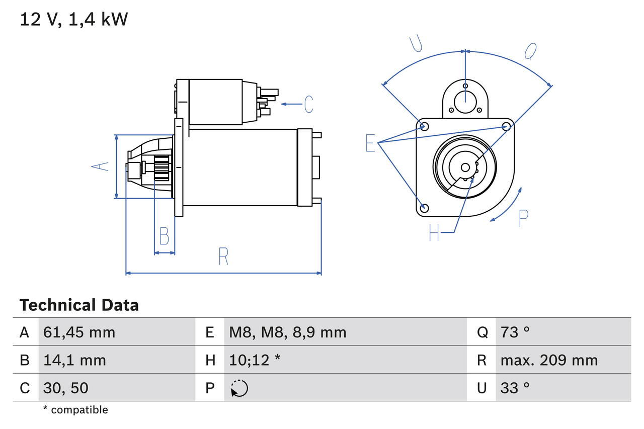 BOSCH Starter 0986022121 for FORD MAZDA