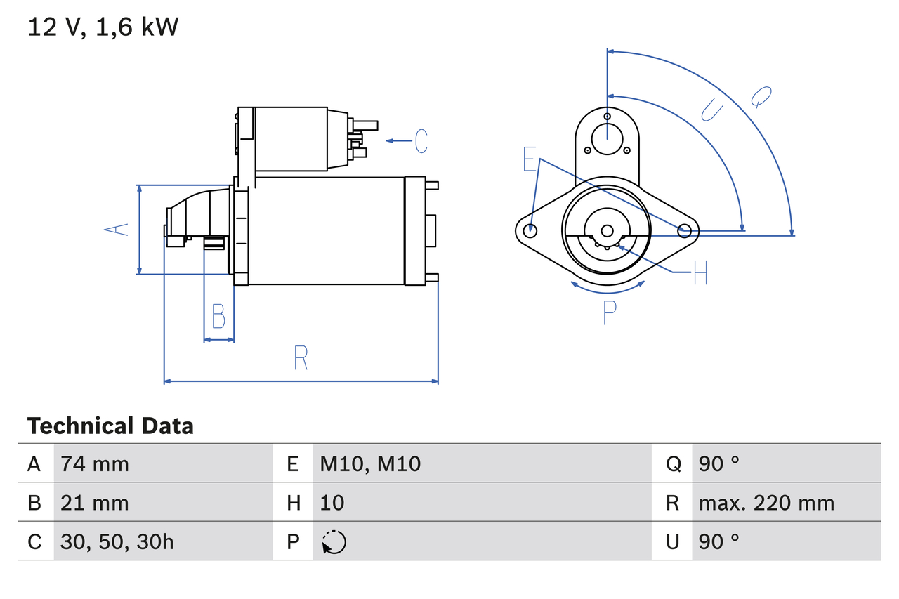 BOSCH Starter 0986022930 for BMW