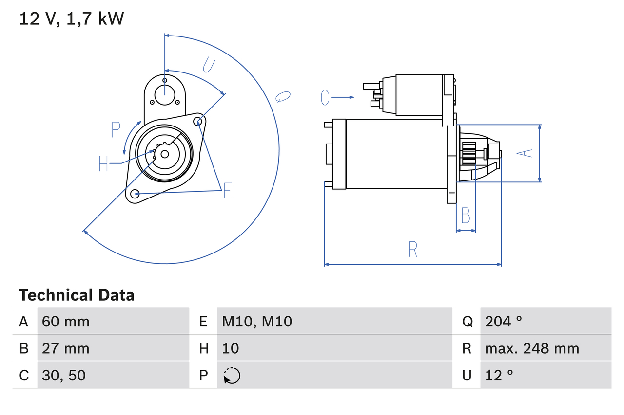 BOSCH Starter 0986023100 for MERCEDES-BENZ