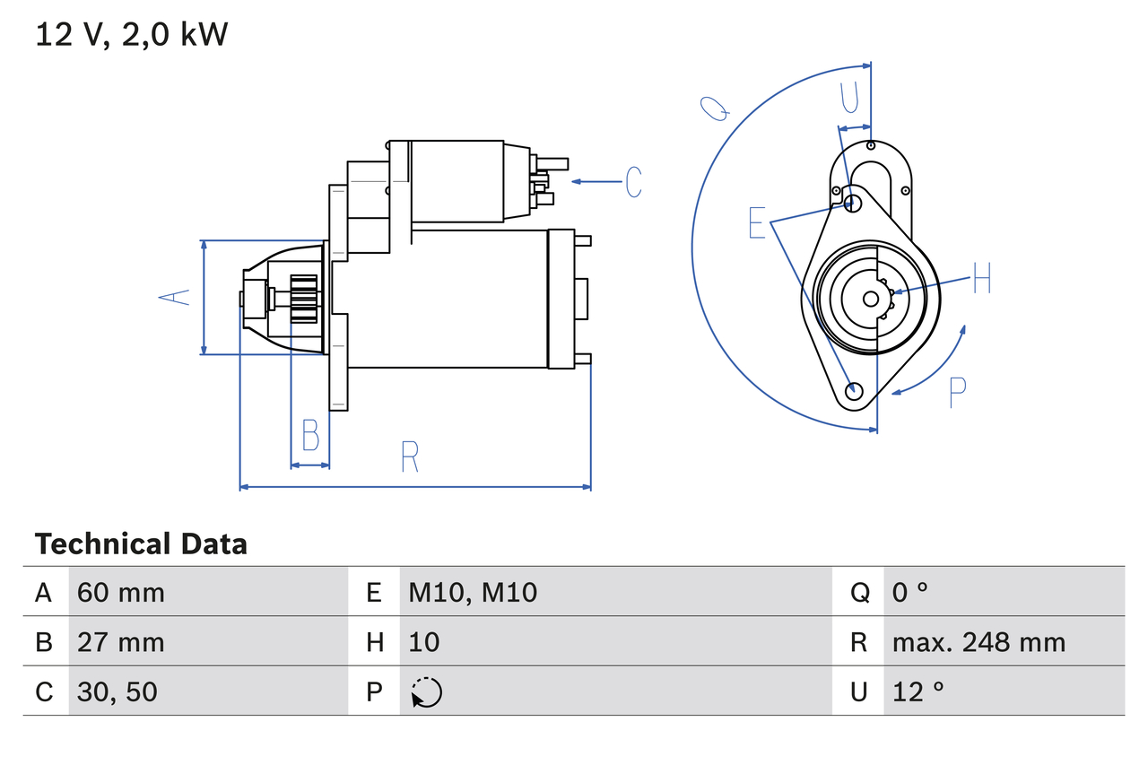 BOSCH Starter 0986023110 for MERCEDES-BENZ