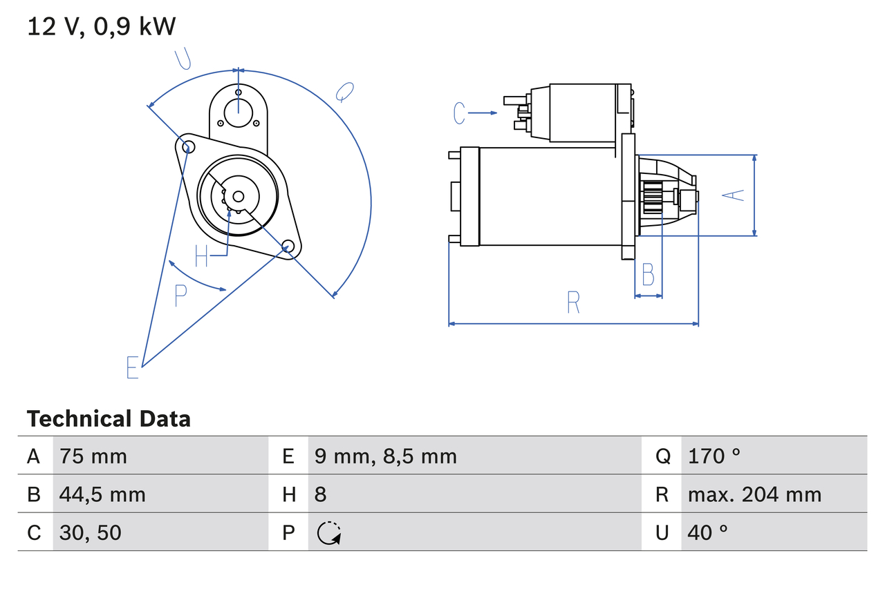 BOSCH Starter 0986023520 for SMART MERCEDES-BENZ MITSUBISHI