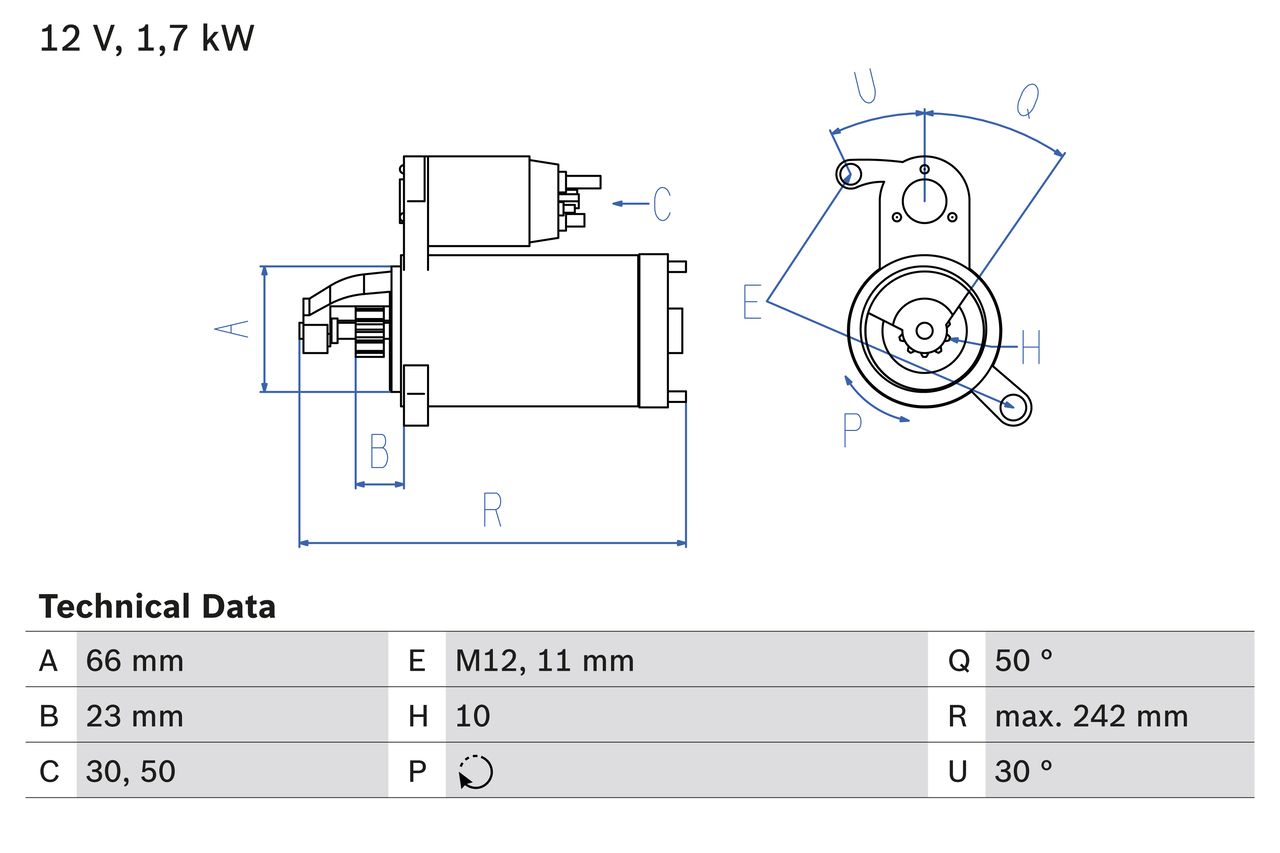 BOSCH Starter 0986025240 for AUDI VW