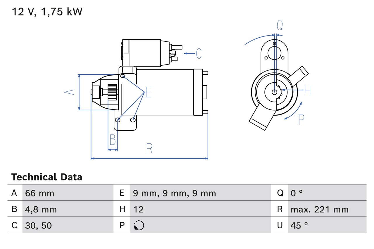 BOSCH Starter 0986025510 for BMW