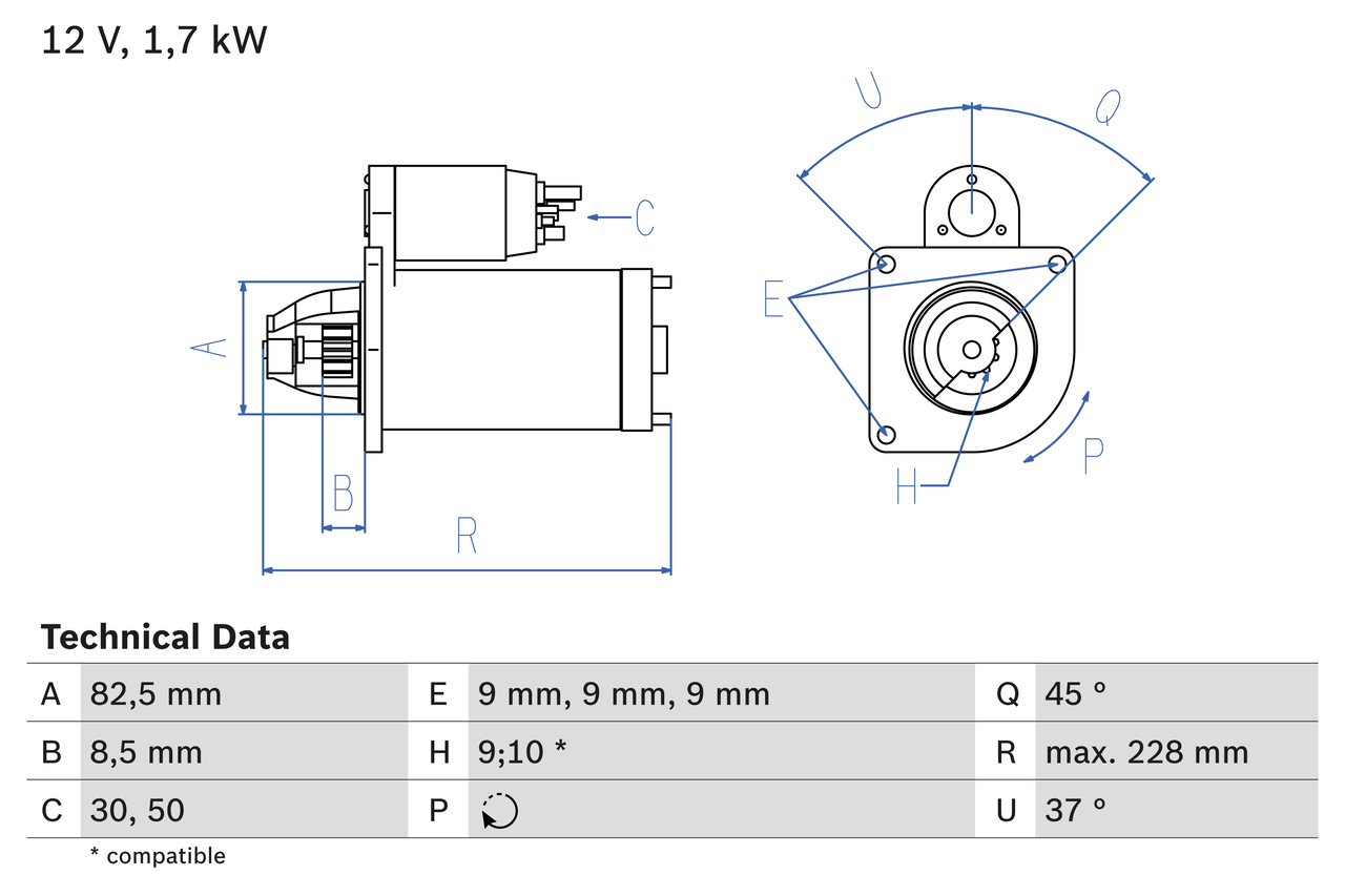 BOSCH Starter 0986025660 for OPEL LANCIA FIAT VAUXHALL