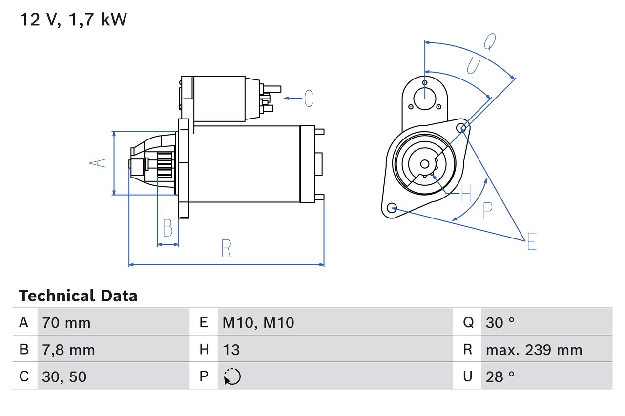 BOSCH Starter 0986026350 for MERCEDES-BENZ