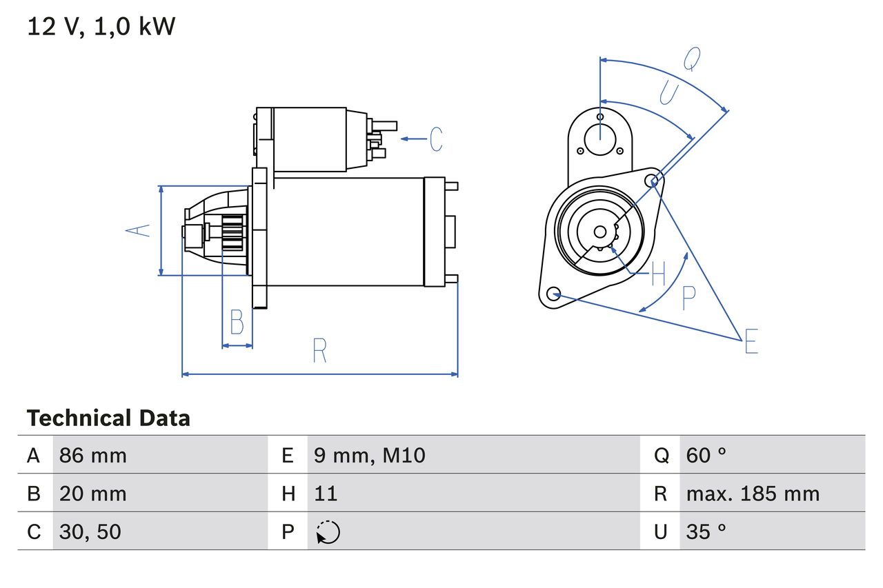 BOSCH Starter 0986027030 for FORD