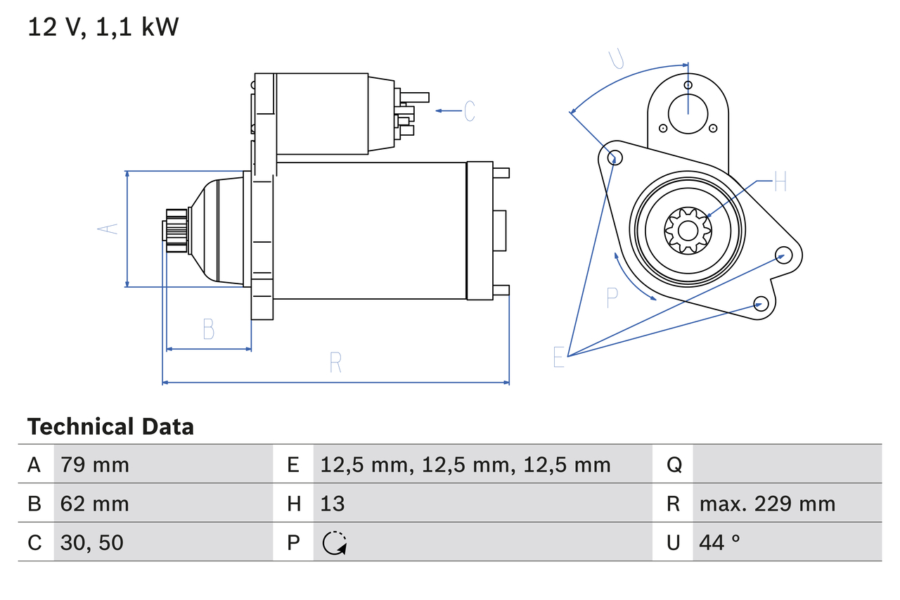BOSCH Starter 0986029110 for VW