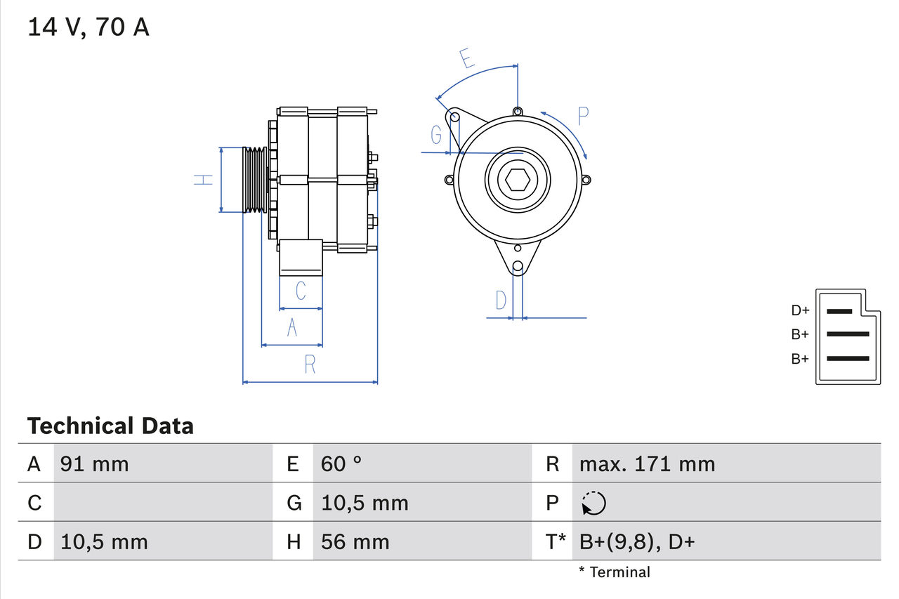 BOSCH Generator 0986033810 for MERCEDES-BENZ