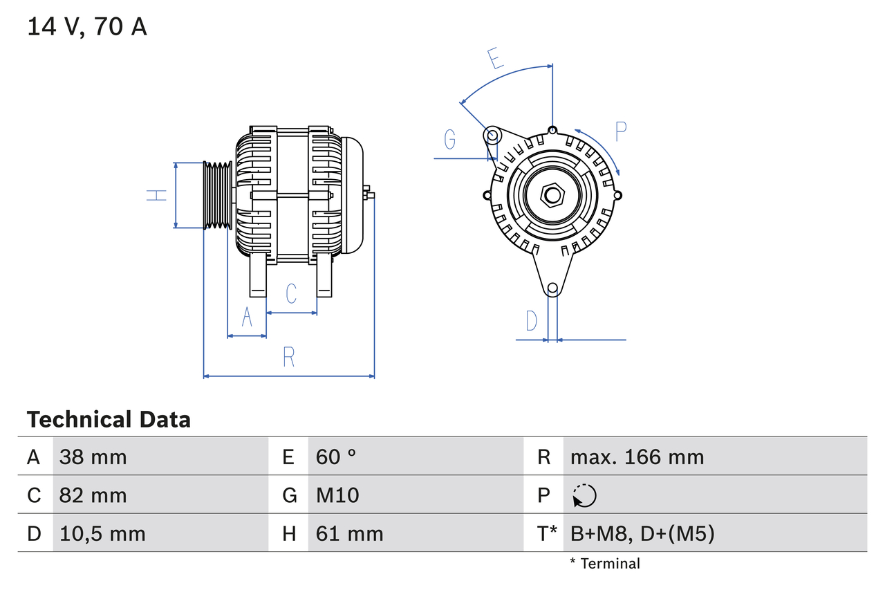 BOSCH Generator 0986039550 for VW