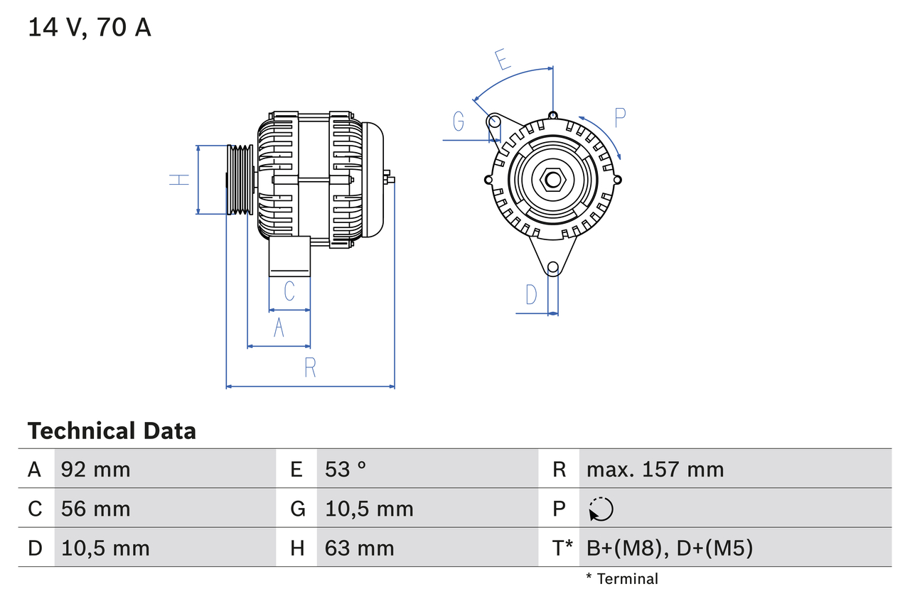 BOSCH Generator 0986039760 for PEUGEOT FIAT