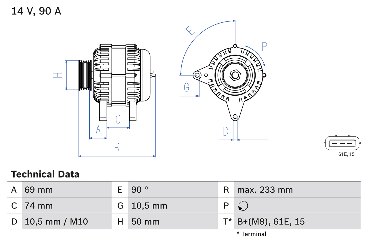 BOSCH Generator 0986040390 for BMW