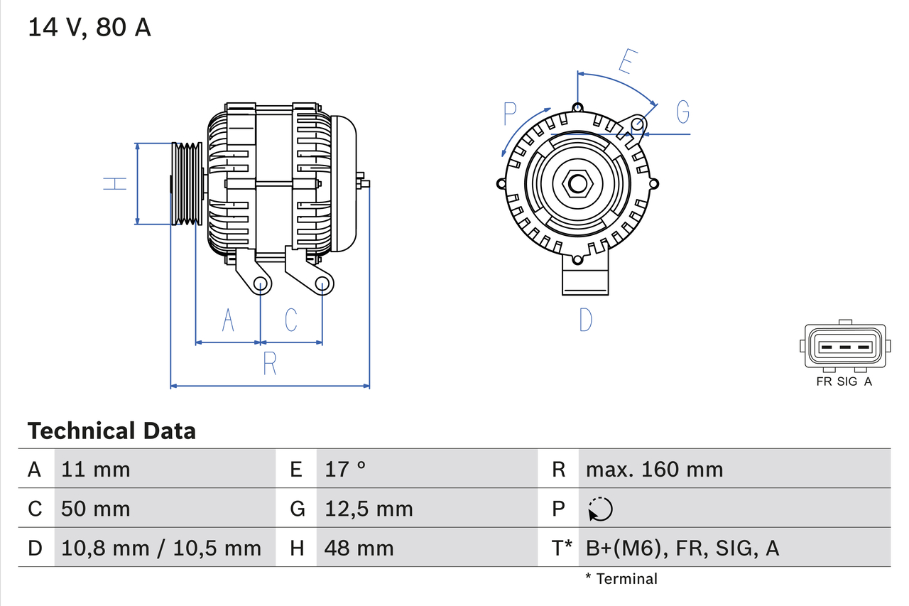 BOSCH Generator 0 986 044 701 for FORD