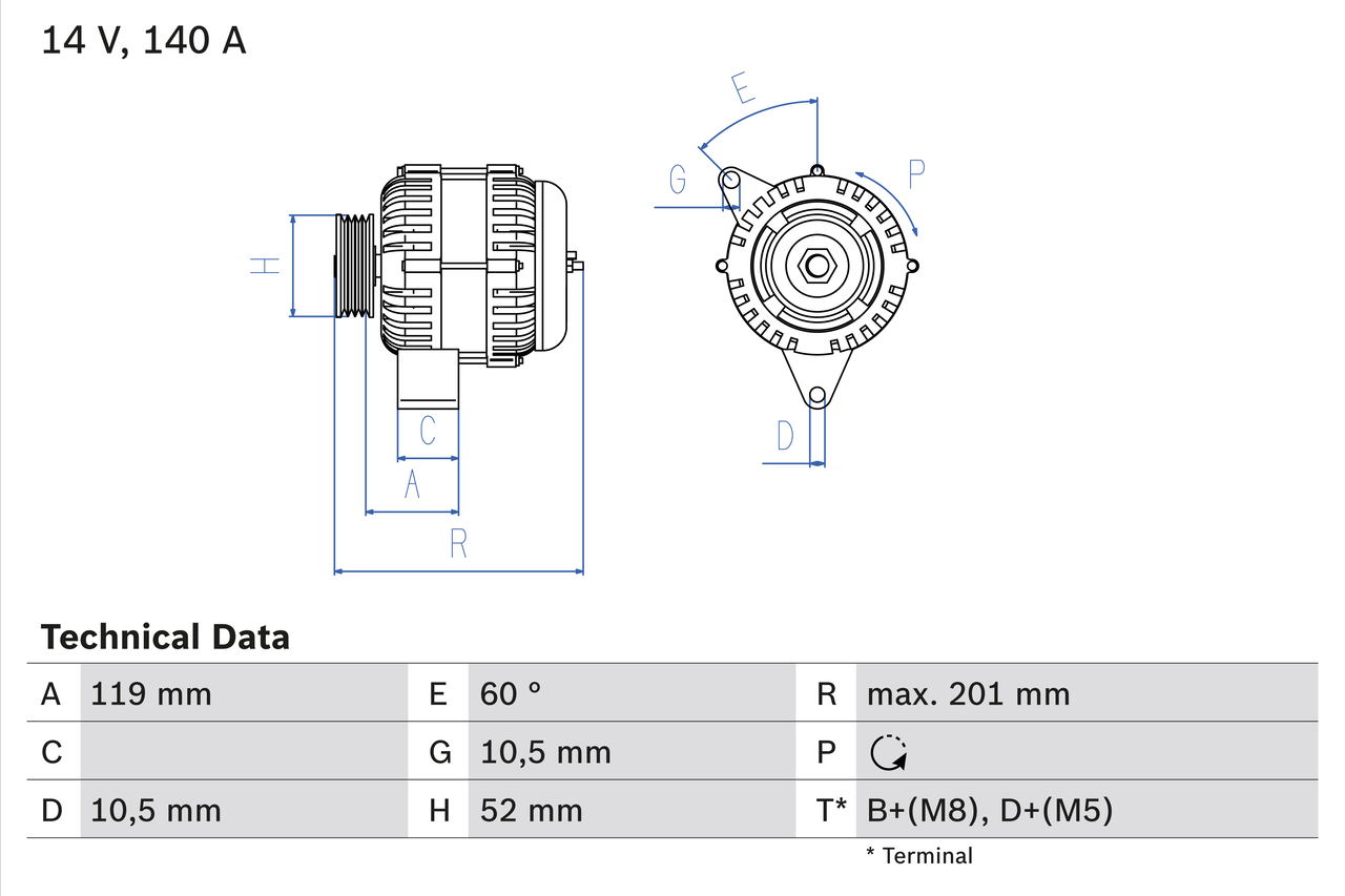 BOSCH Generator 0986046190 for SAAB