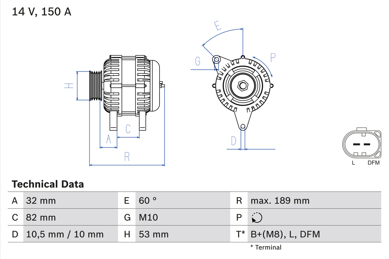 BOSCH Generator 0986047140 for PORSCHE
