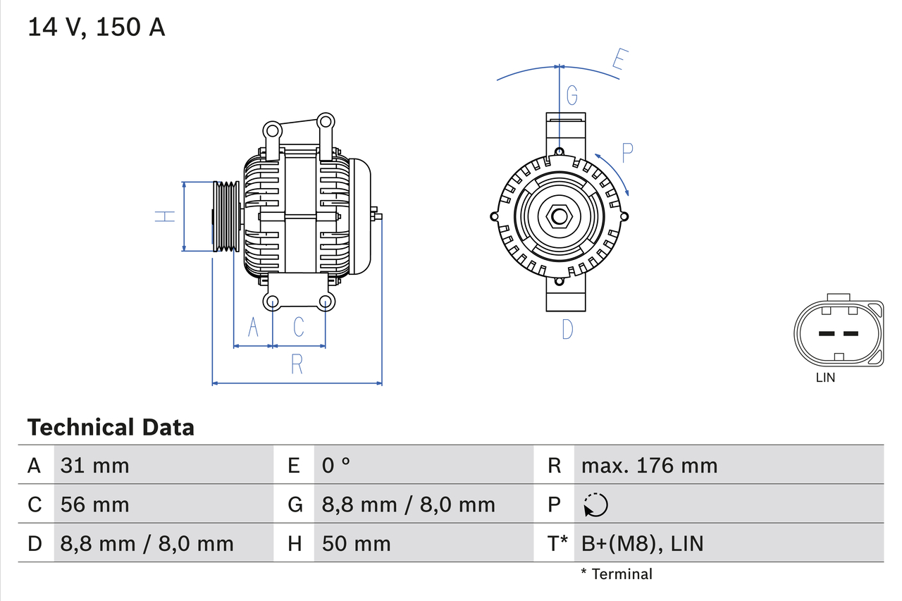 BOSCH Generator 0986047150 for MERCEDES-BENZ