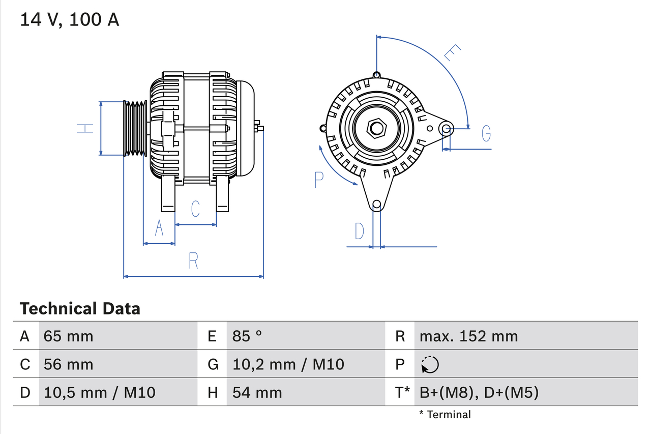 BOSCH Generator 0986047270 for OPEL FIAT VAUXHALL