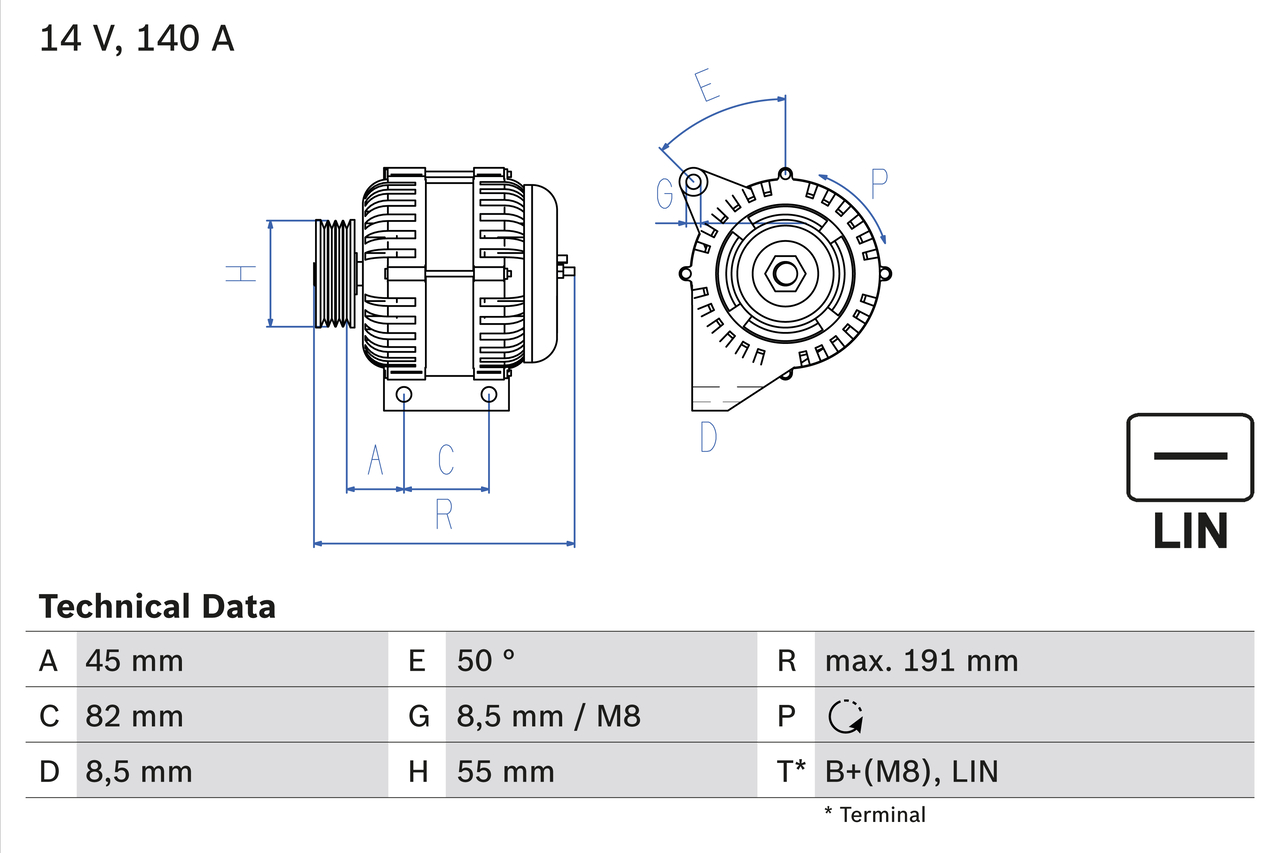 BOSCH Generator 0986047380 for VOLVO