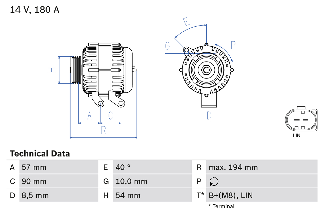 BOSCH Generator 0986048400 for VOLVO FORD