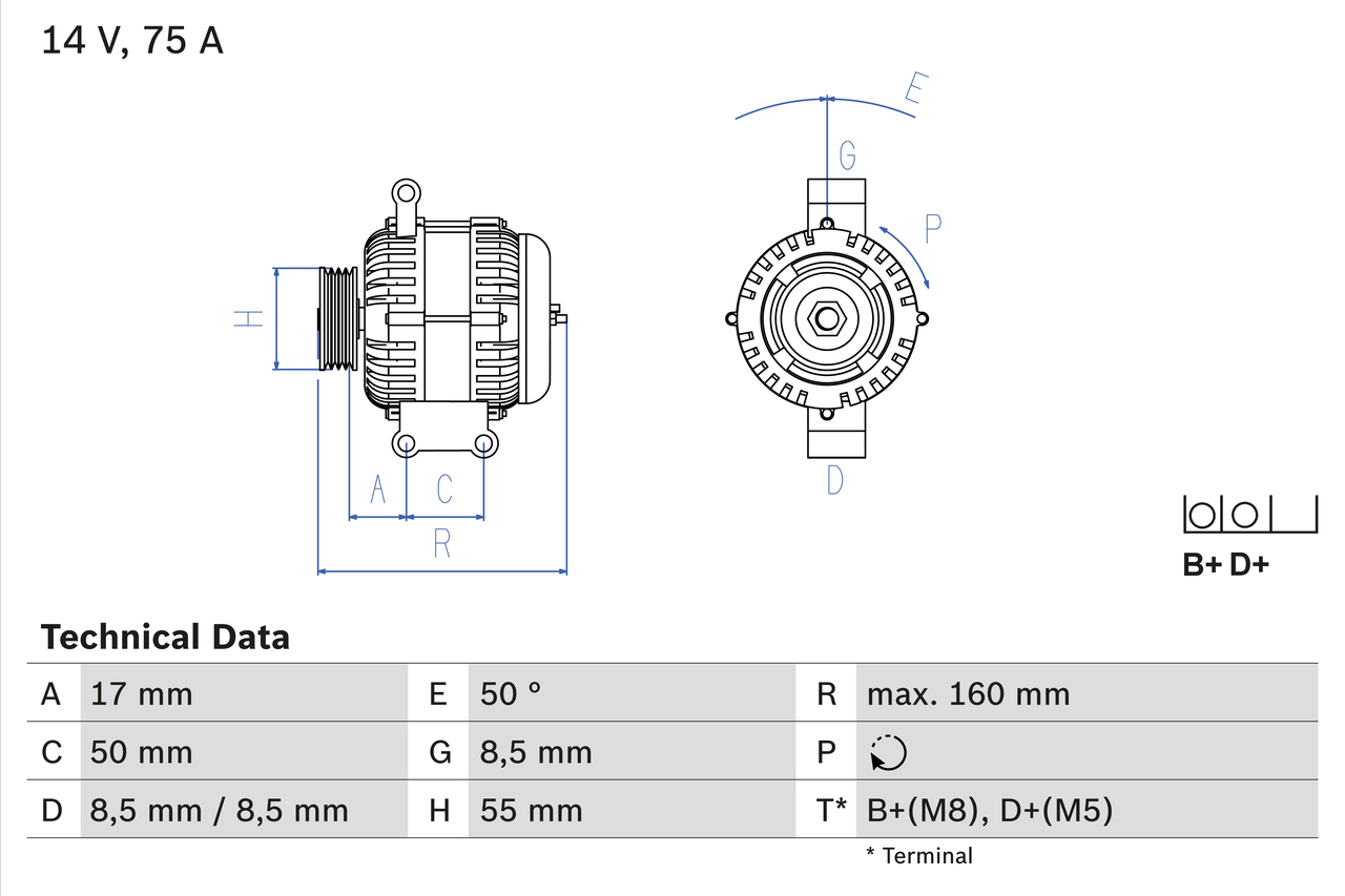 BOSCH Generator 0986049081 for LANCIA FIAT