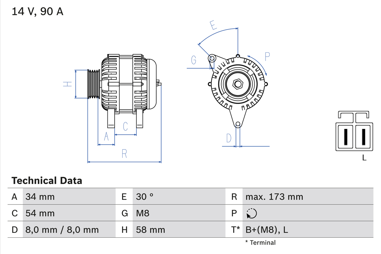 BOSCH Generator 0986049191 for KIA
