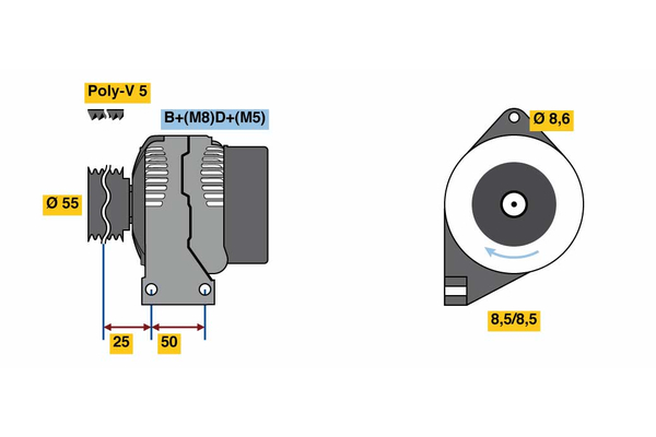 BOSCH Generator 0986049540 for FORD FIAT LANCIA