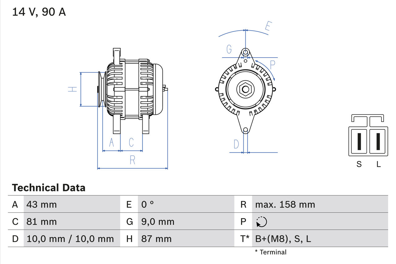 BOSCH Generator 0986080430 for NISSAN