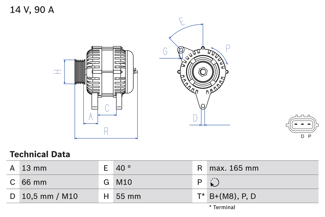 BOSCH Generator 0986082430 for MAZDA