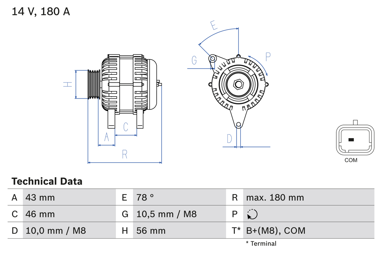 BOSCH Generator 0986082510 for PEUGEOT FIAT