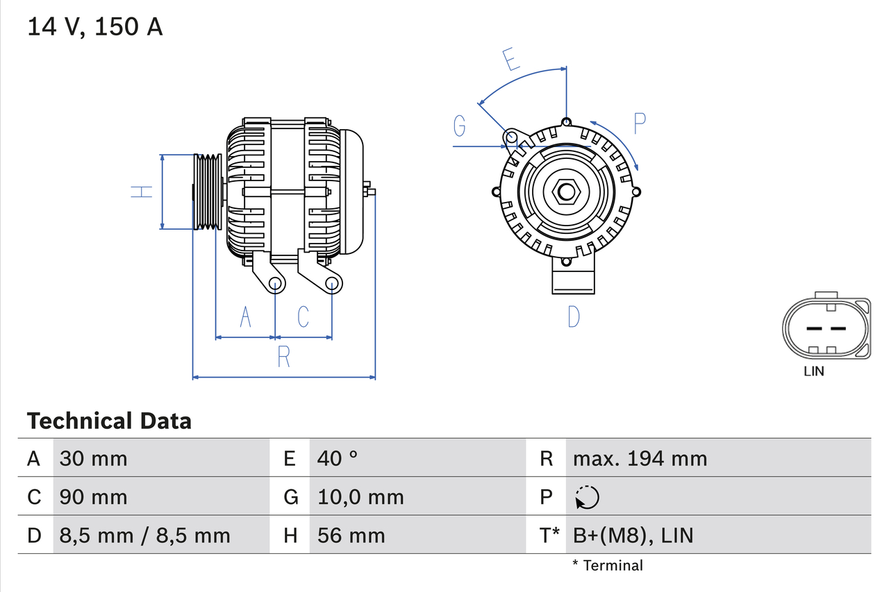 BOSCH Generator 0986082560 for VOLVO