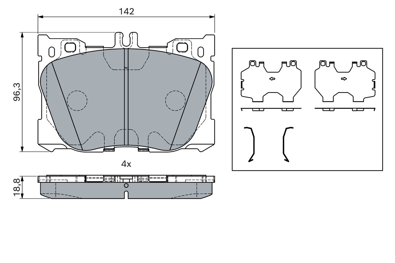 BOSCH Bremseklodser 0986424335 for MERCEDES-BENZ