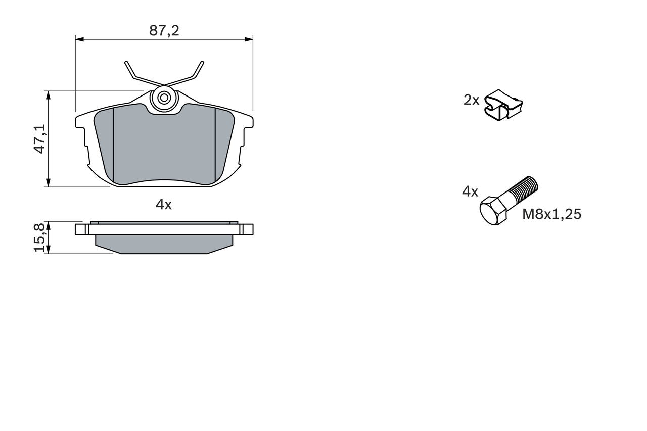 BOSCH Bremseklodser 0986424427 for VOLVO MERCEDES-BENZ MITSUBISHI NISSAN PROTON