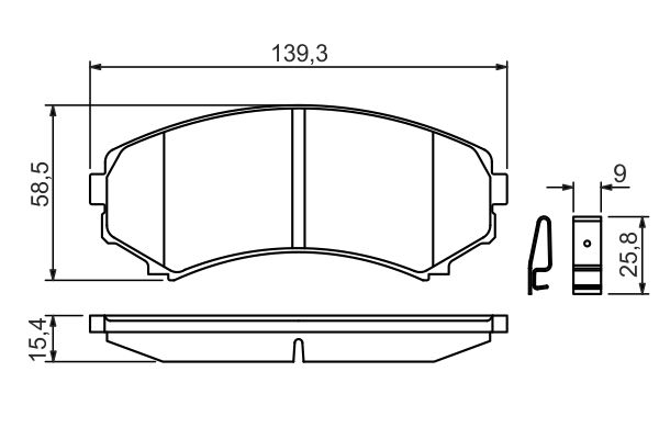 BOSCH Bremseklodser 0986424709 for MITSUBISHI MAZDA