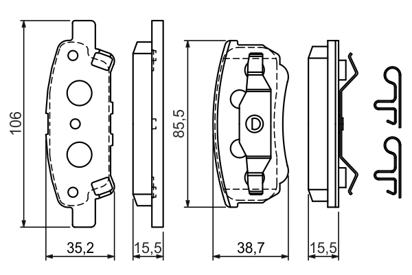 BOSCH Bremseklodser 0986424814 for CITROËN DODGE JEEP MITSUBISHI