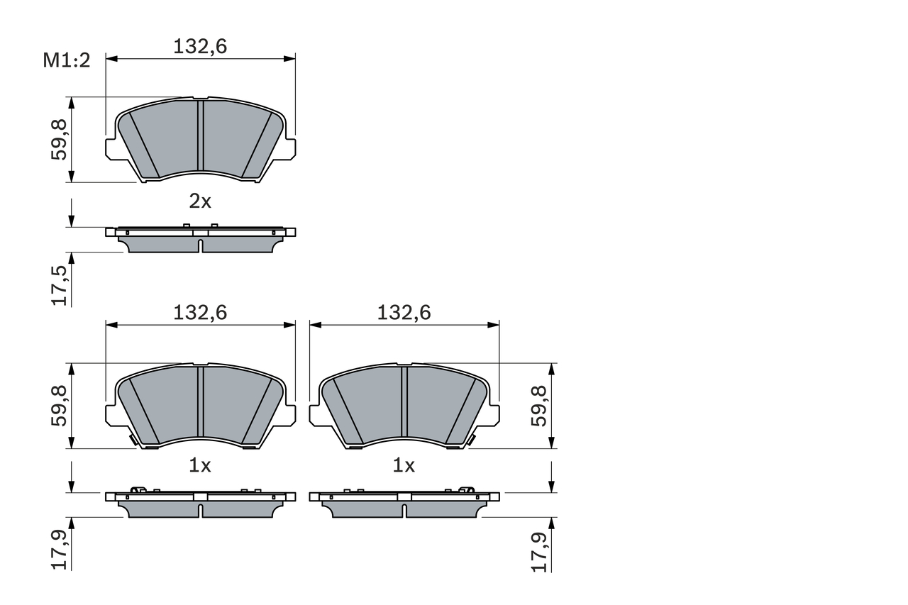 BOSCH Bremseklodser 0986424863 for KIA