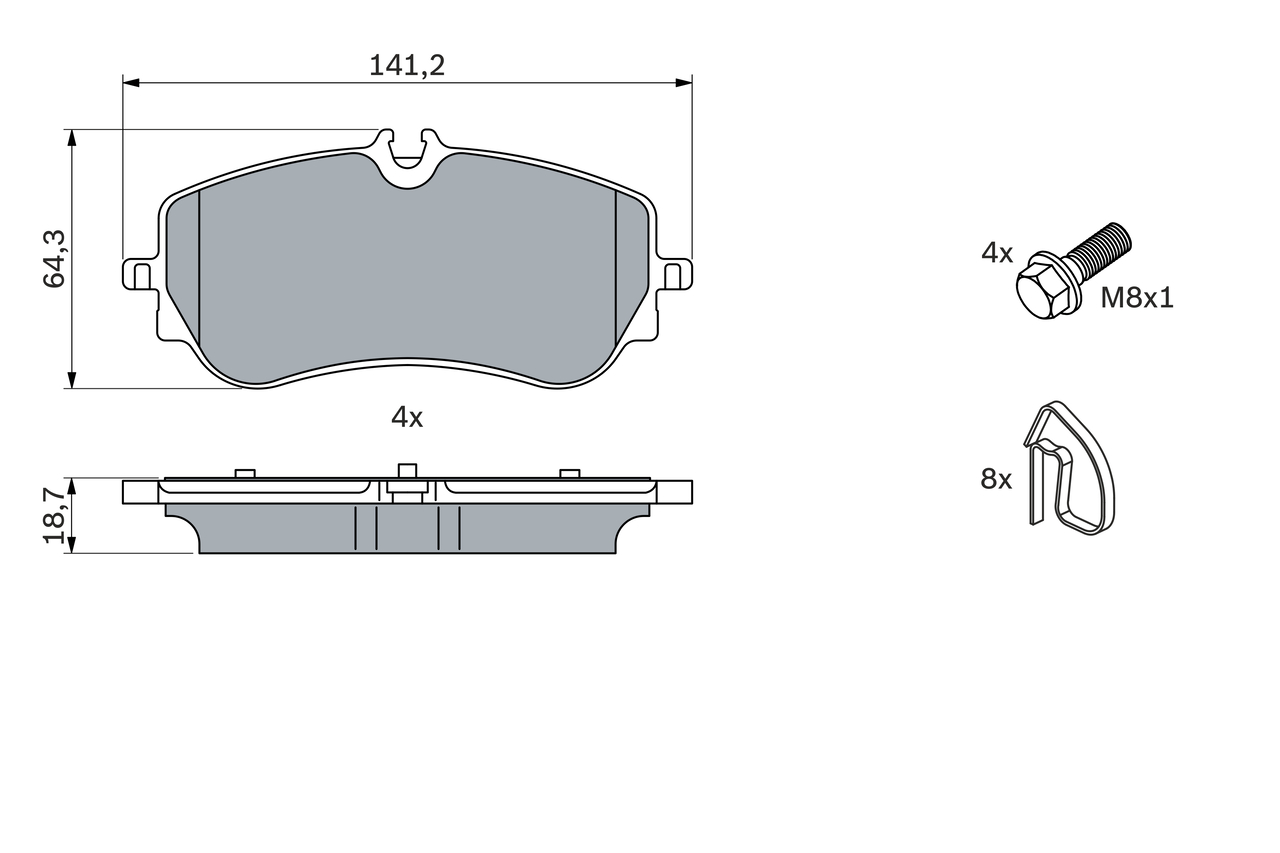 BOSCH Bremseklodser 0986424875 for VW MAN