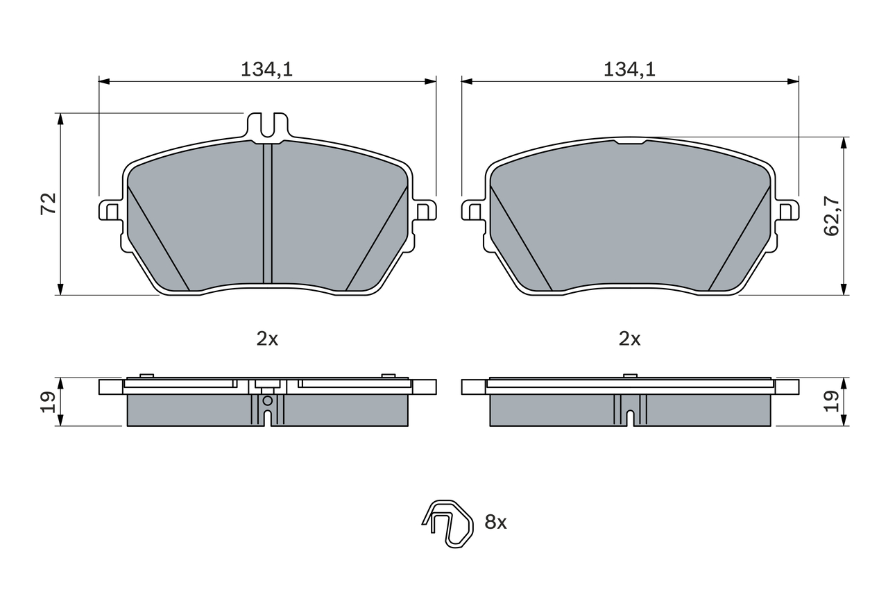 BOSCH Bremseklodser 0986424887 for MERCEDES-BENZ