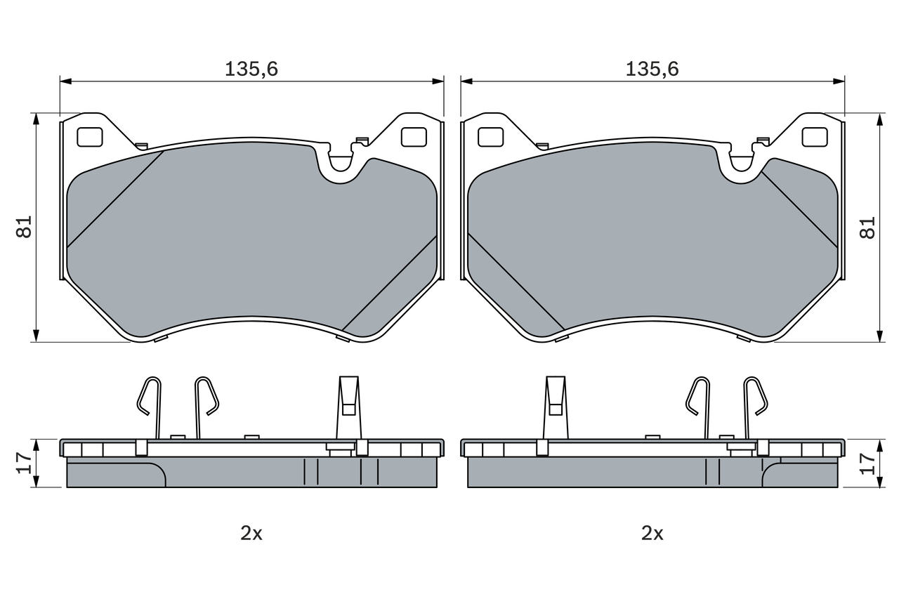 BOSCH Bremseklodser 0986424965 for VW
