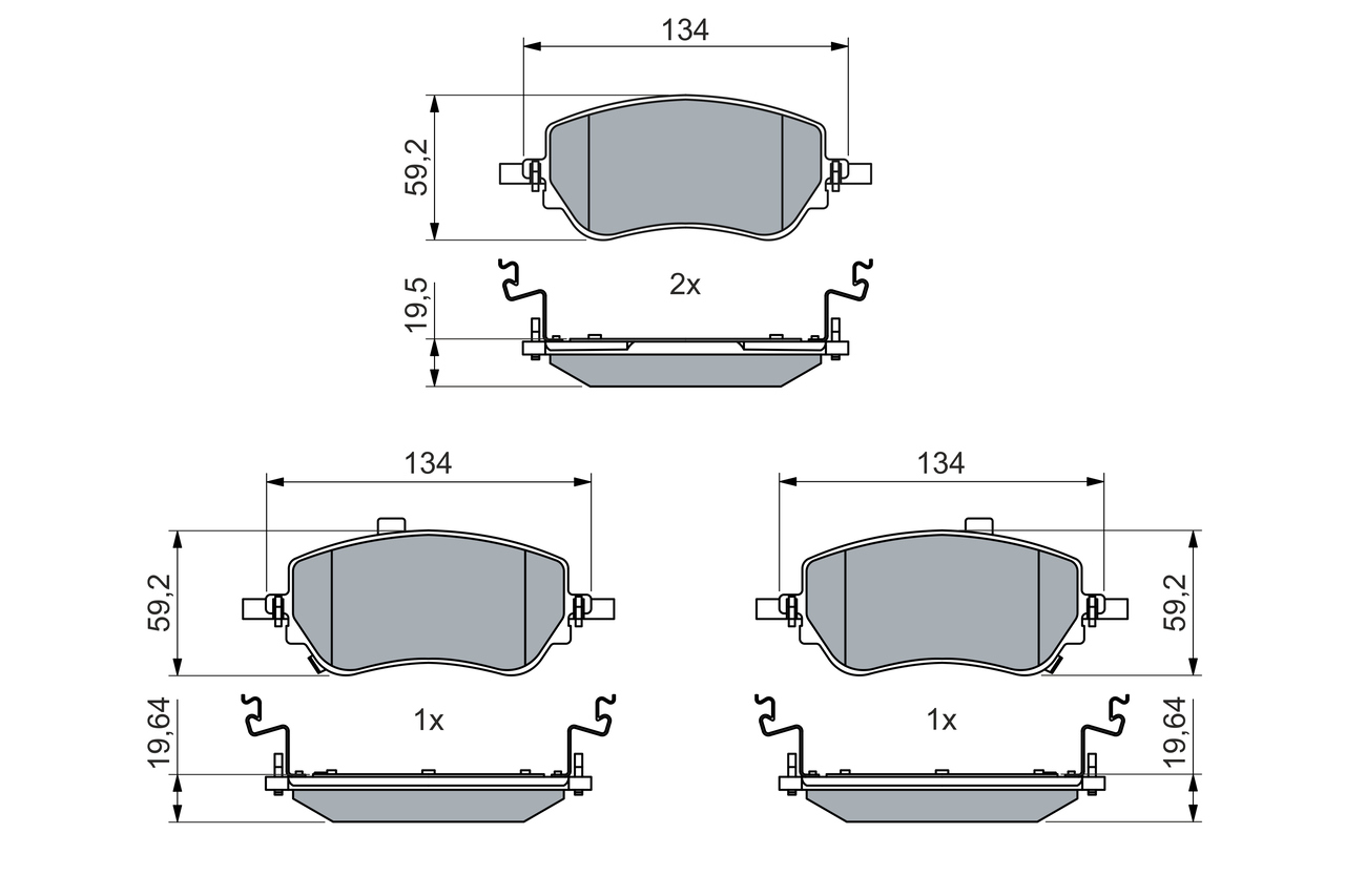 BOSCH Bremseklodser 0986460015 for FIAT