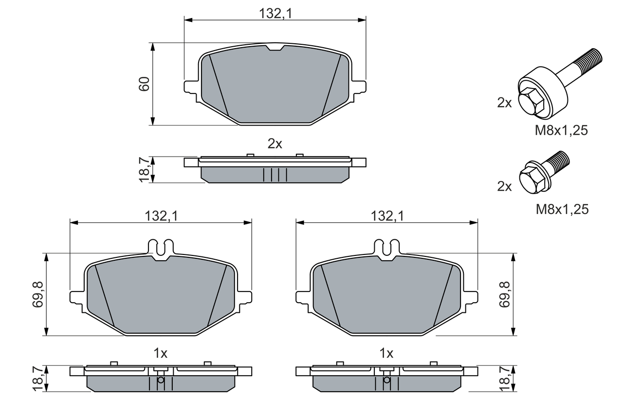 BOSCH Bremseklodser 0986460023 for MERCEDES-BENZ