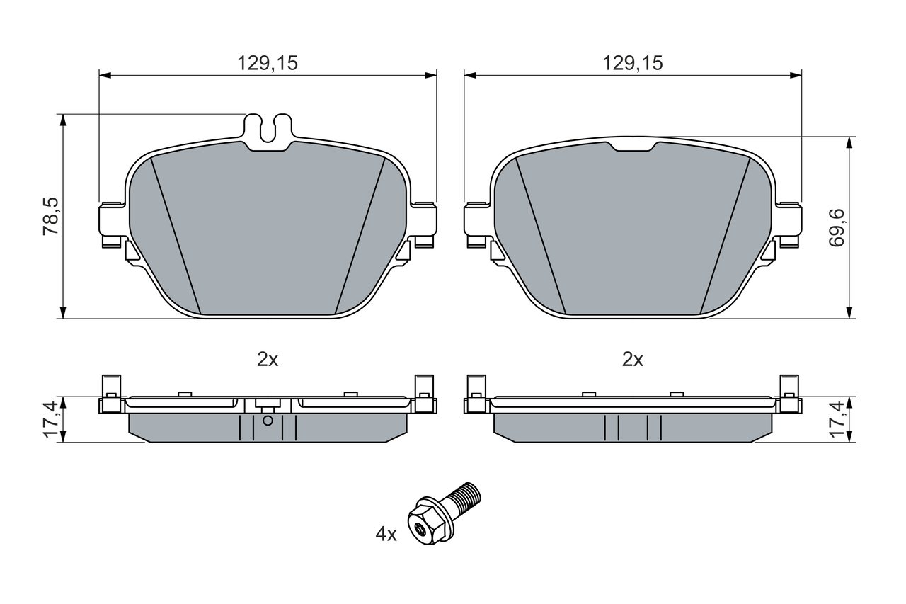 BOSCH Bremseklodser 0986460039 for MERCEDES-BENZ