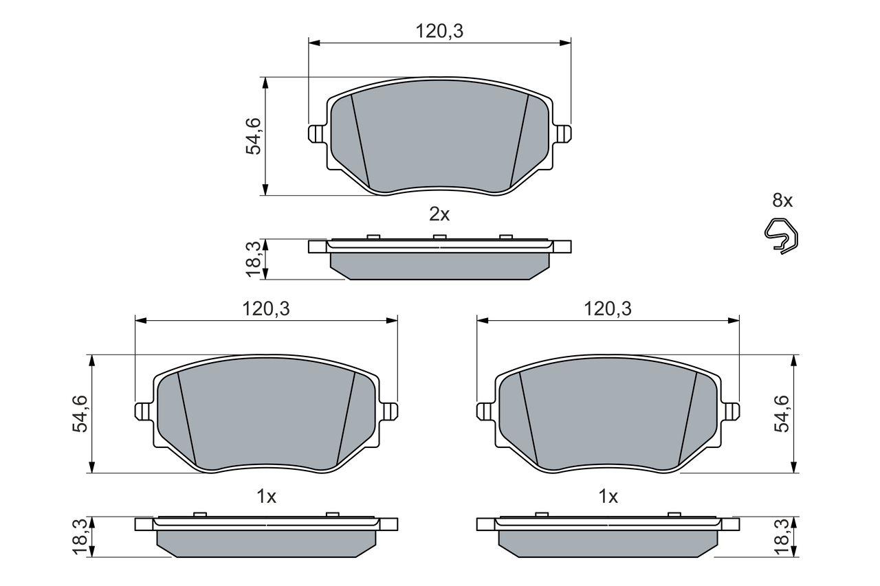 BOSCH Bremseklodser 0986460063 for NISSAN DACIA