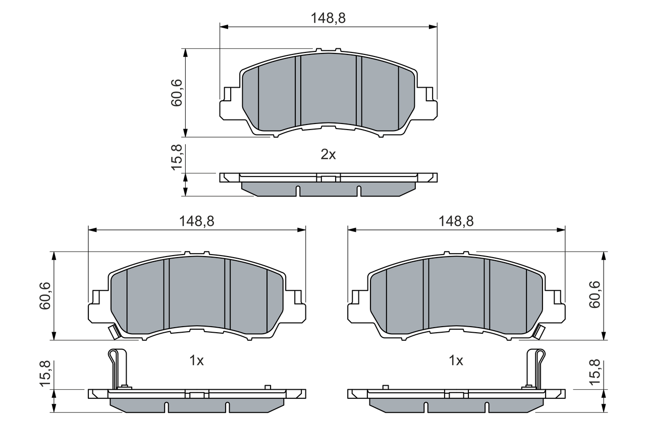 BOSCH Bremseklodser 0986460070 for MITSUBISHI