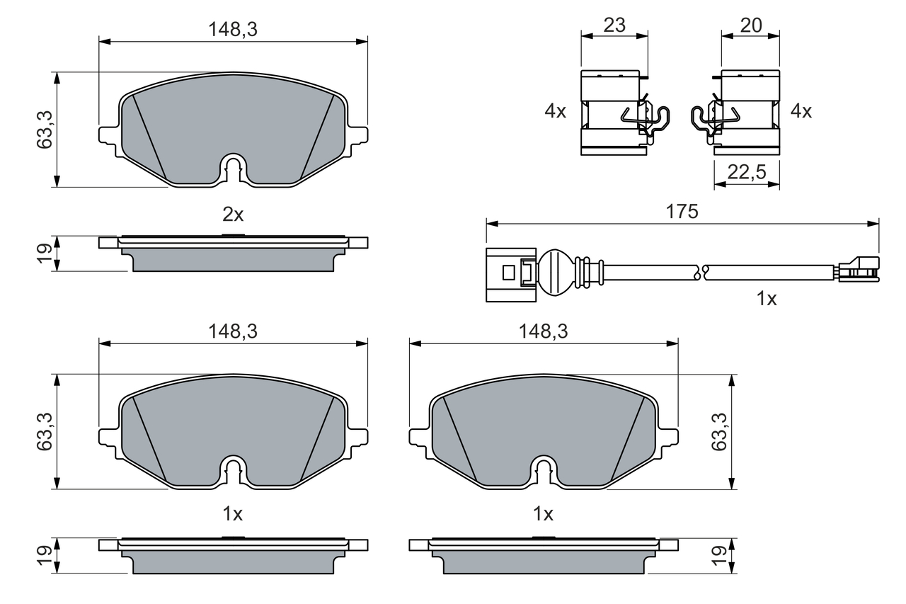 BOSCH Bremseklodser 0986460072 for FORD VW