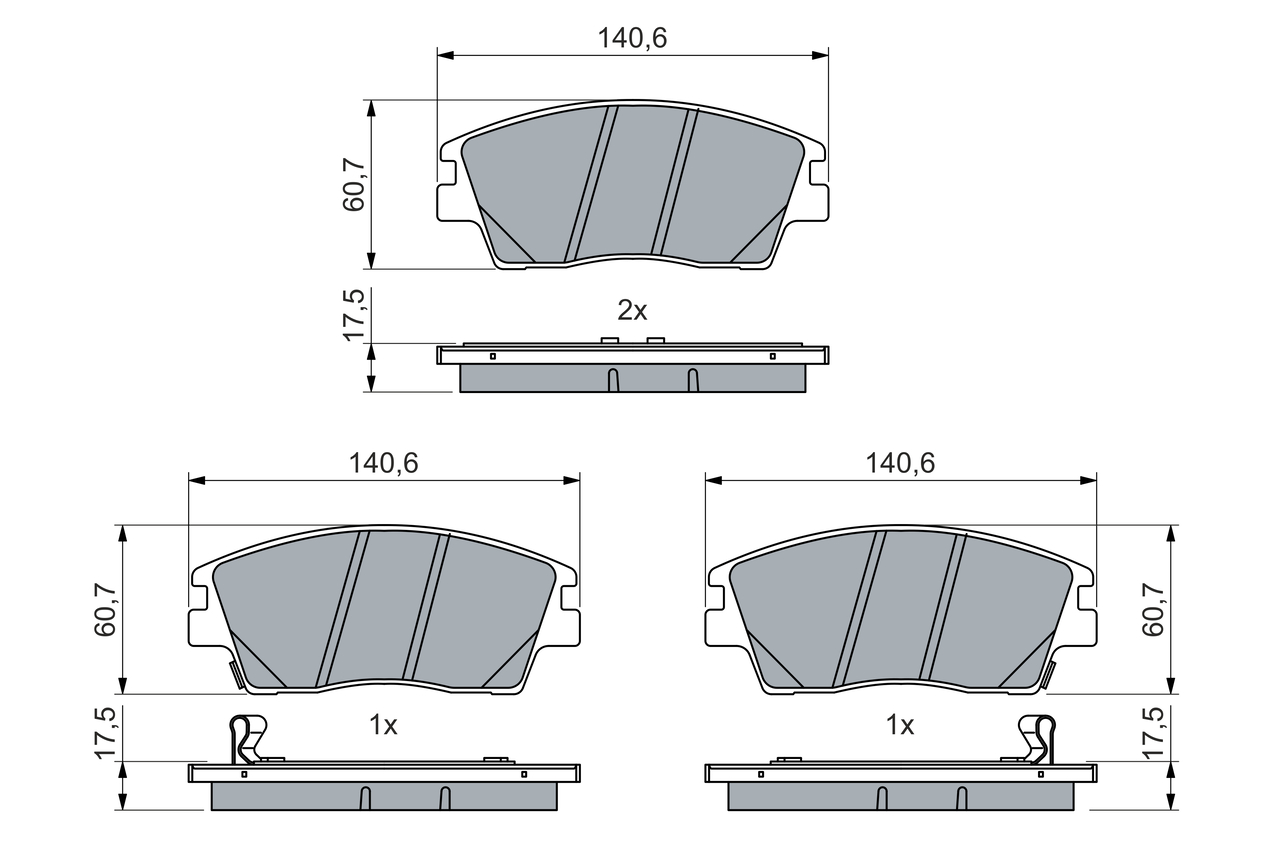 BOSCH Bremseklodser 0986460076 for KIA HYUNDAI