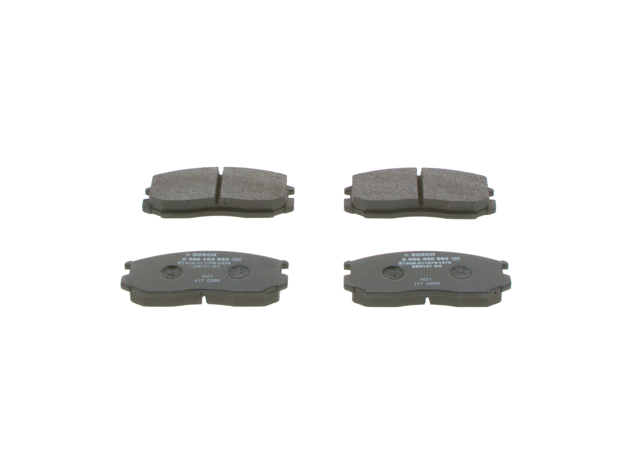 BOSCH Bremseklodser 0986460980 for TOYOTA DAIHATSU SUBARU LEXUS MITSUBISHI PROTON NISSAN