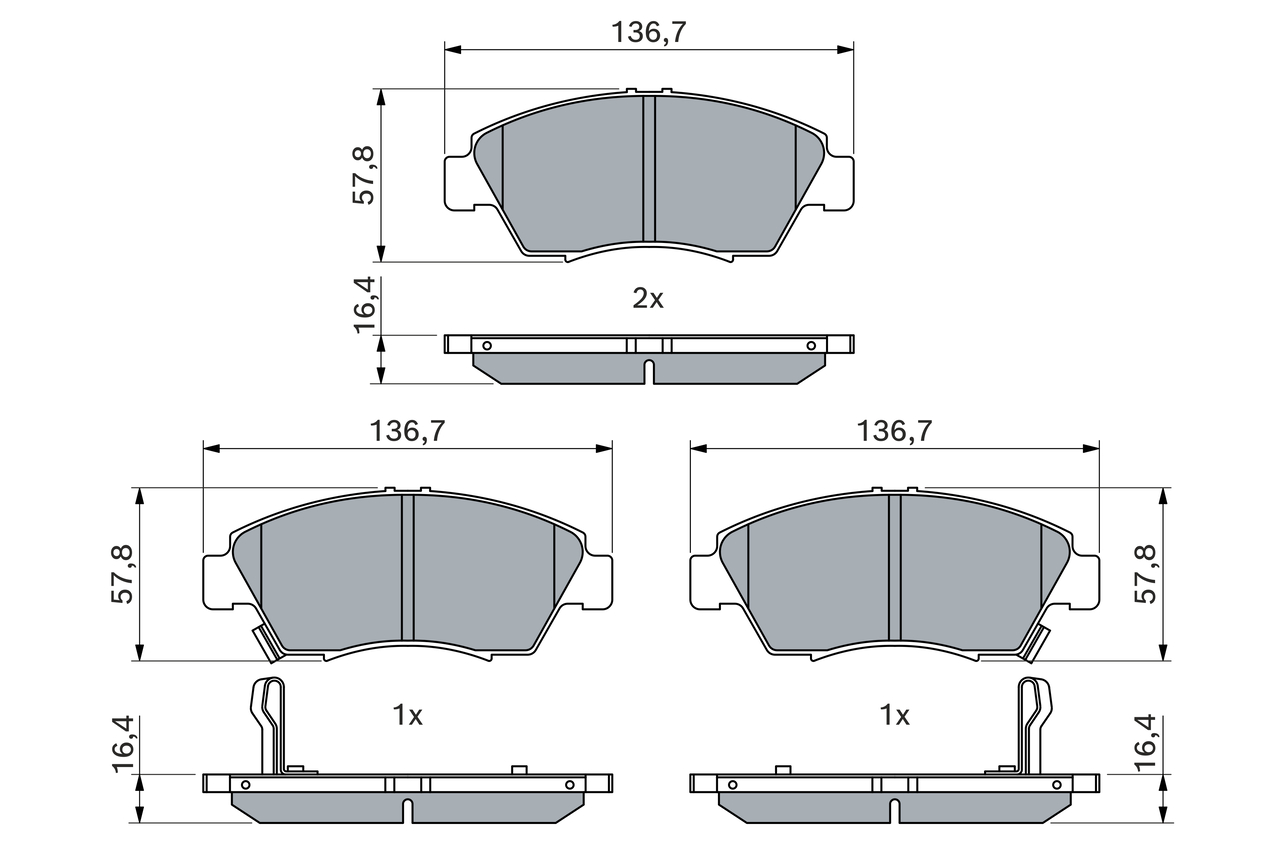 BOSCH Bremseklodser 0986461759 for ISUZU HONDA MAZDA MITSUBISHI