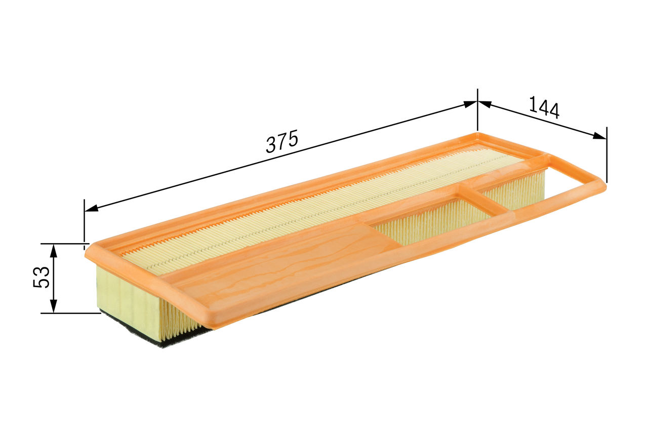 BOSCH Luftfilter F 026 400 002 Filterindsats length_mm_203|Længde [mm]|377 width_mm_206|Bredde [mm]|148 height_mm_209|Højde [mm]|64 quantity_563|Mængd